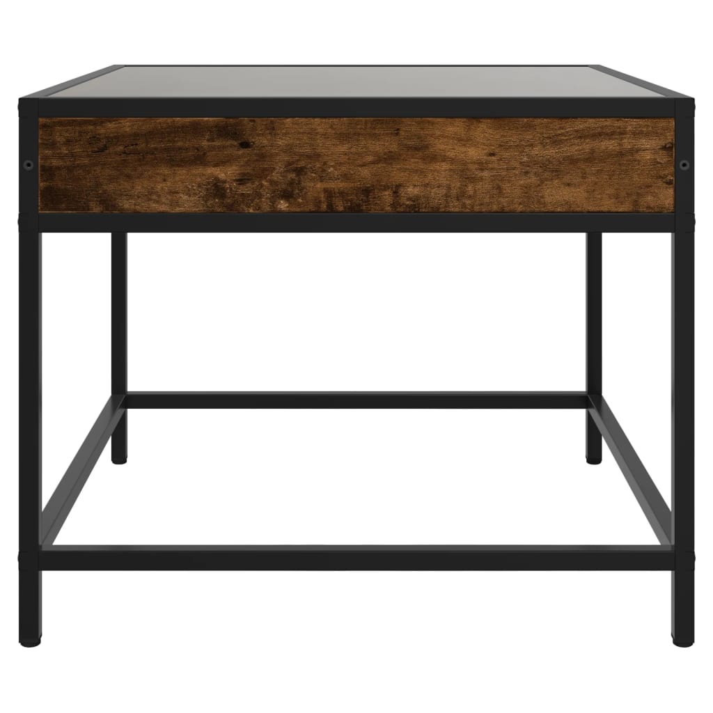 vidaXL Coffee Table with Infinity LED Smoked Oak 50x50x41 cm 6