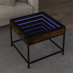 vidaXL Coffee Table with Infinity LED Smoked Oak 50x50x41 cm 1