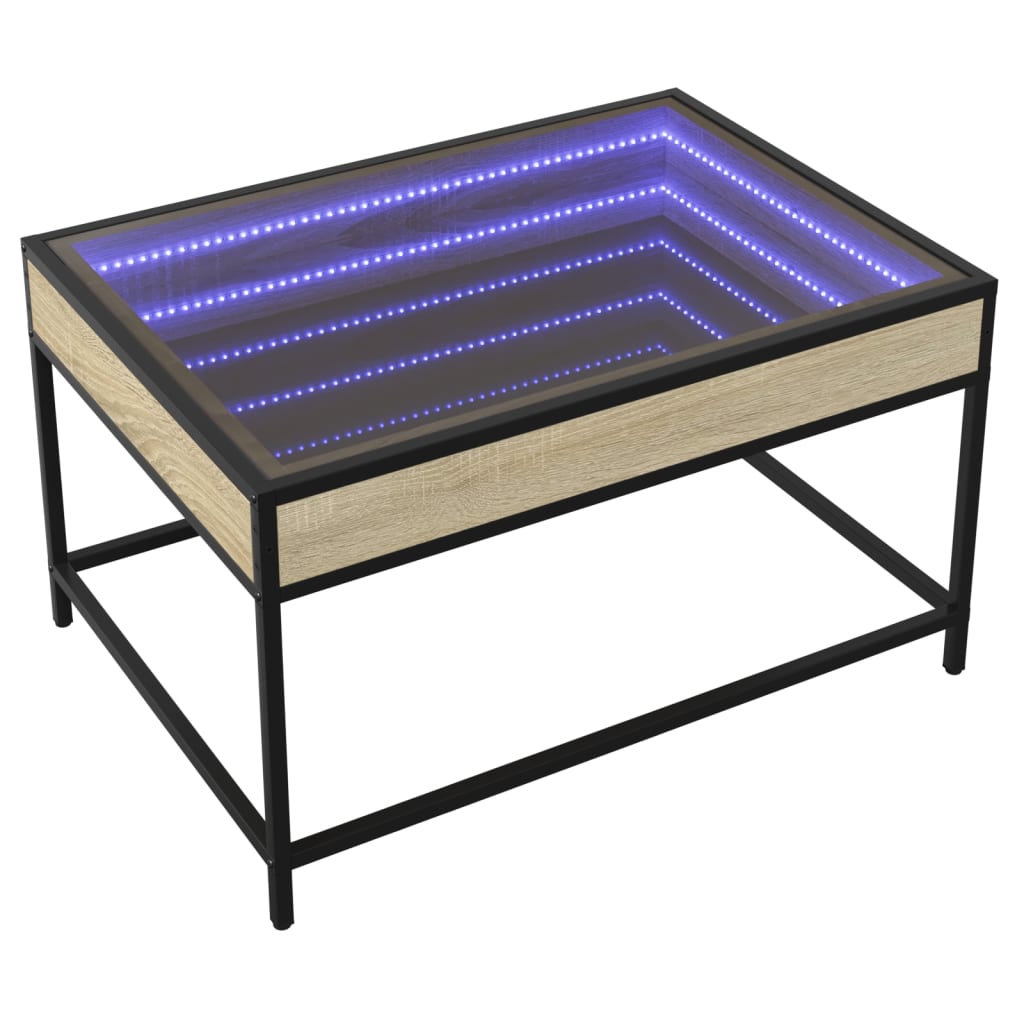 vidaXL Coffee Table with Infinity LED Sonoma Oak 70x50x41 cm 3