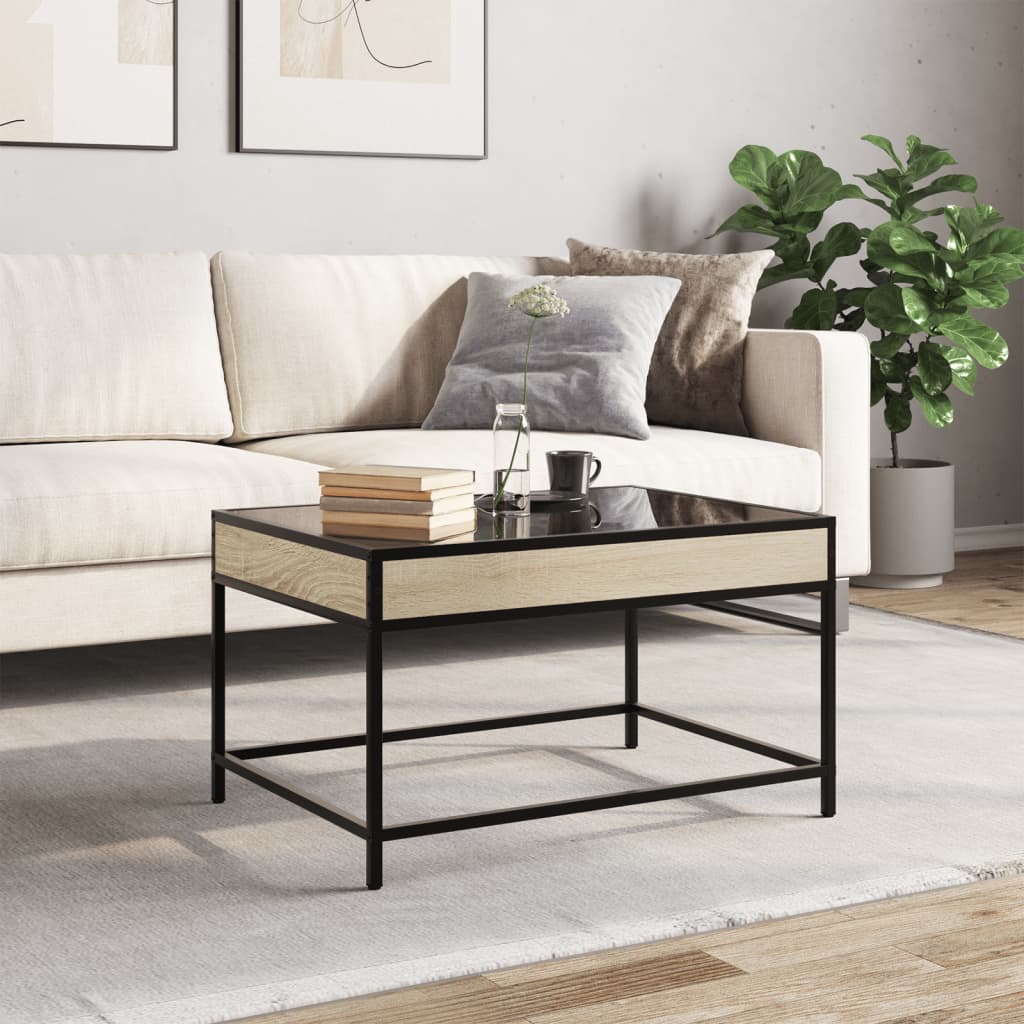 vidaXL Coffee Table with Infinity LED Sonoma Oak 70x50x41 cm 4