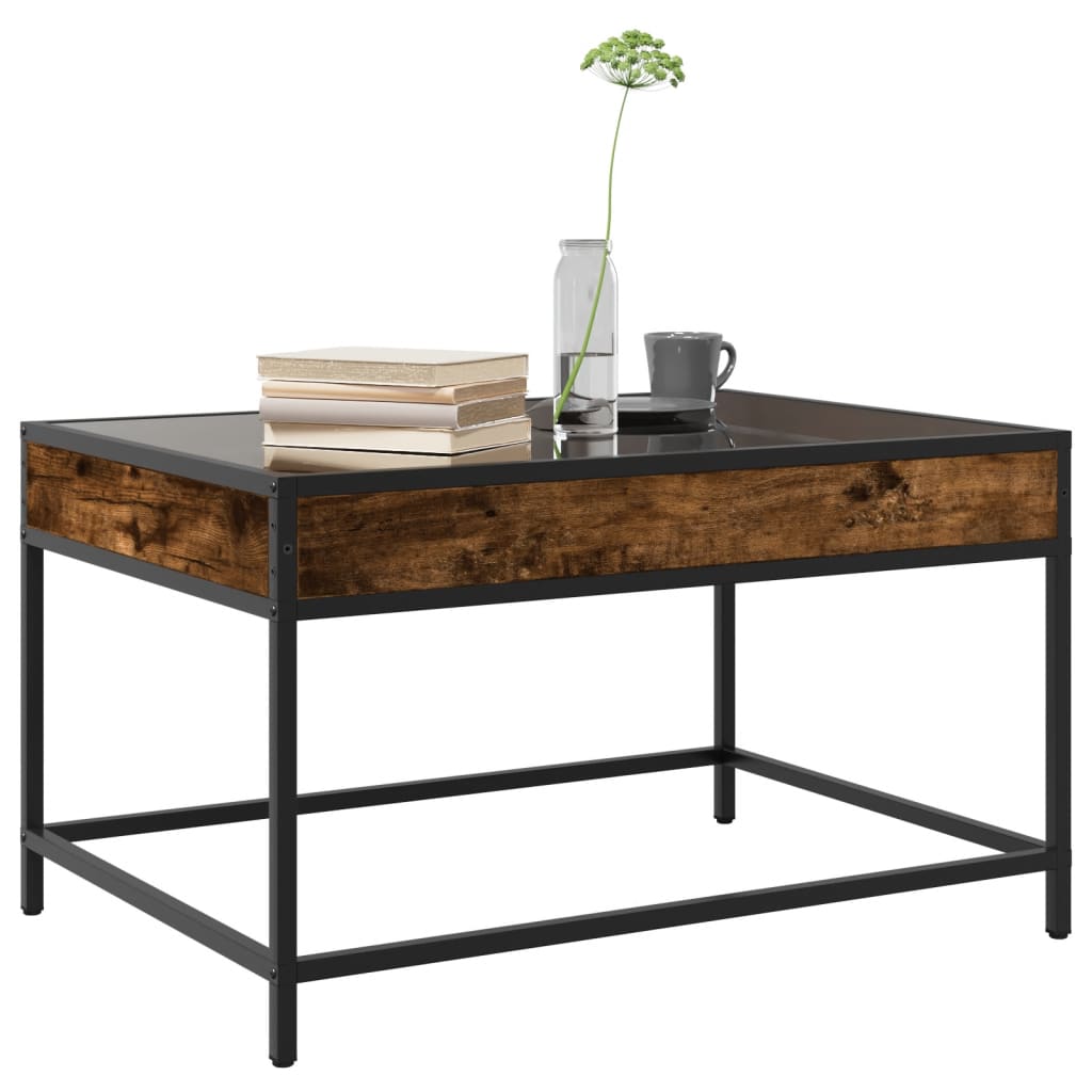 vidaXL Coffee Table with Infinity LED Smoked Oak 70x50x41 cm 5