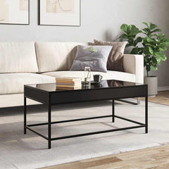 vidaXL Coffee Table with Infinity LED Black 90x50x41 cm 4