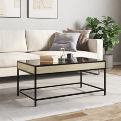vidaXL Coffee Table with Infinity LED Sonoma Oak 90x50x41 cm 4