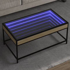 vidaXL Coffee Table with Infinity LED Sonoma Oak 90x50x41 cm 1