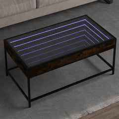 vidaXL Coffee Table with Infinity LED Smoked Oak 90x50x41 cm 1