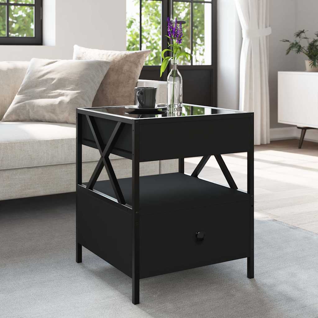 vidaXL Coffee Table with Infinity LED Black 40x40x51 cm 4
