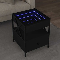 vidaXL Coffee Table with Infinity LED Black 40x40x51 cm 1