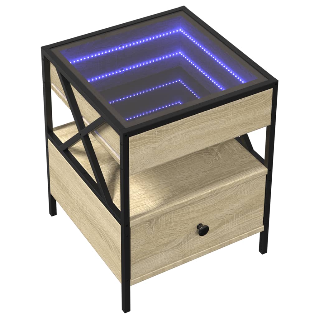 vidaXL Coffee Table with Infinity LED Sonoma Oak 40x40x51 cm 3