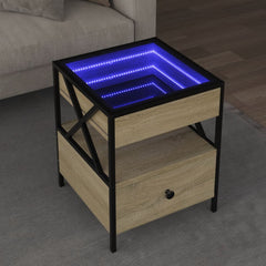 vidaXL Coffee Table with Infinity LED Sonoma Oak 40x40x51 cm 1