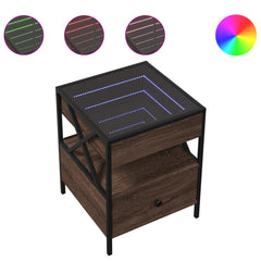 vidaXL Coffee Table with Infinity LED Brown Oak 40x40x51 cm 2