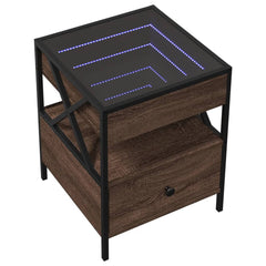 vidaXL Coffee Table with Infinity LED Brown Oak 40x40x51 cm 3