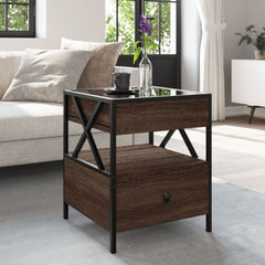 vidaXL Coffee Table with Infinity LED Brown Oak 40x40x51 cm 4