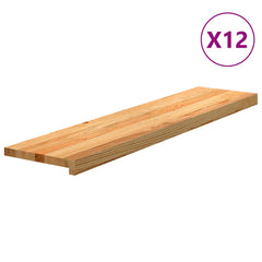 Stair Treads Solid Wood Oak Depth 25 cm 12 pcs Light Brown 110 cm