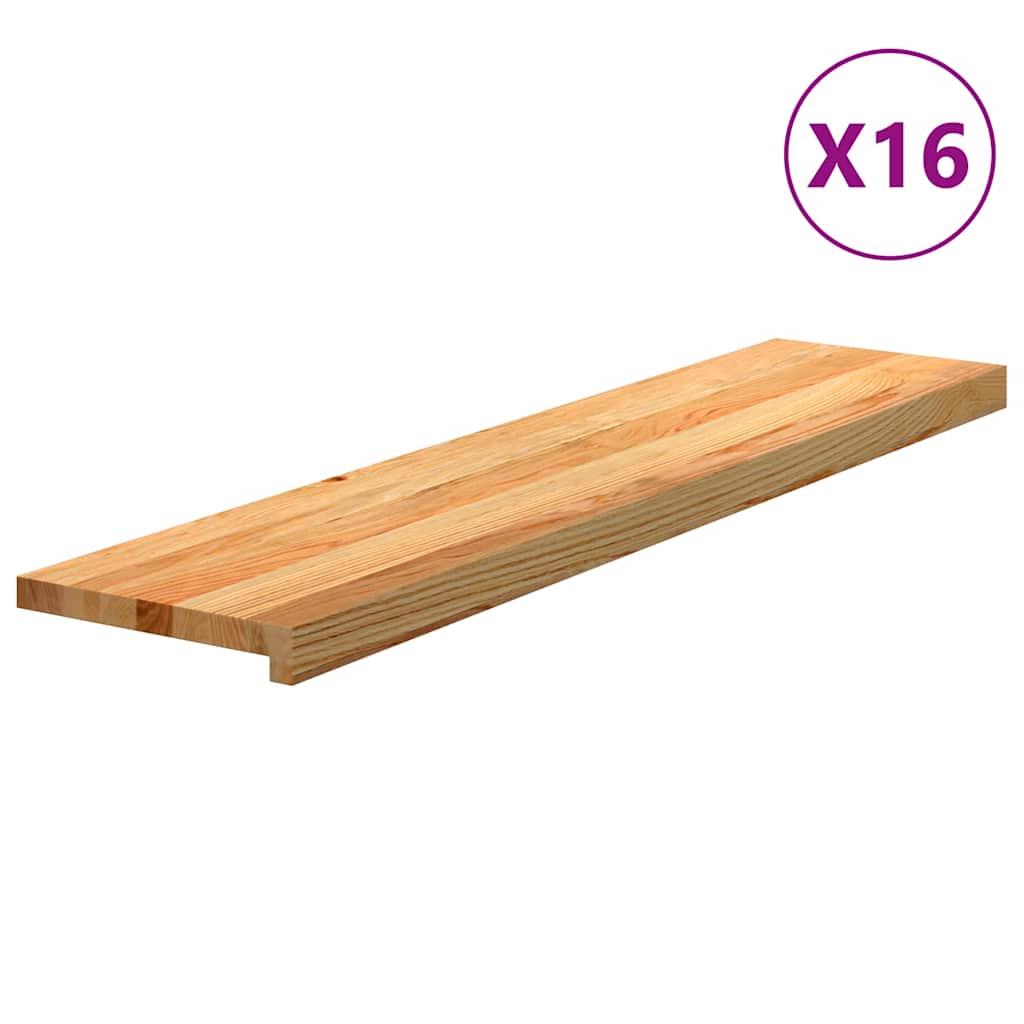 Stair Treads Solid Wood Oak Depth 25 cm 16 pcs Light Brown 110 cm