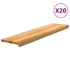 Stair Treads Solid Wood Oak Depth 25 cm 20 pcs Light Brown 110 cm