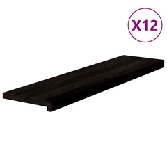 vidaXL Stair Treads 12 pcs Brown Black 100x25x2 cm Solid Wood Oak 2