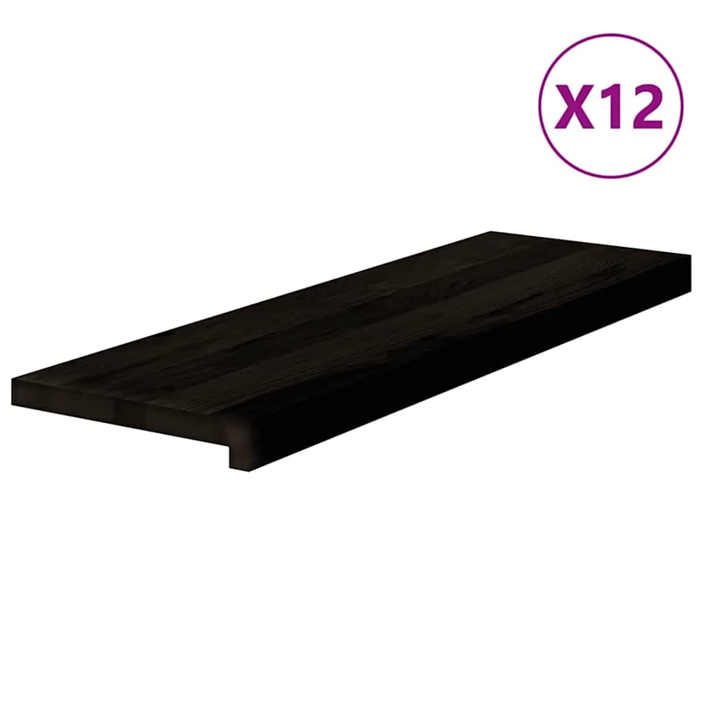vidaXL Stair Treads 12 pcs Brown Black 80x30x2 cm Solid Wood Oak 2