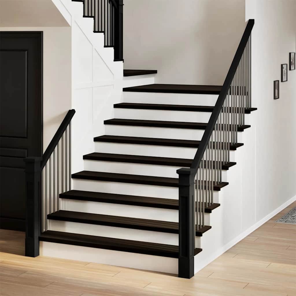 vidaXL Stair Treads 12 pcs Brown Black 110x30x2 cm Solid Wood Oak 1