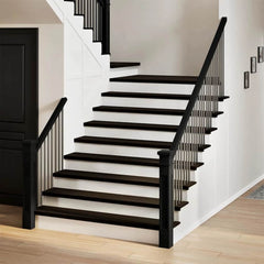 vidaXL Stair Treads 12 pcs Brown Black 110x30x2 cm Solid Wood Oak 1