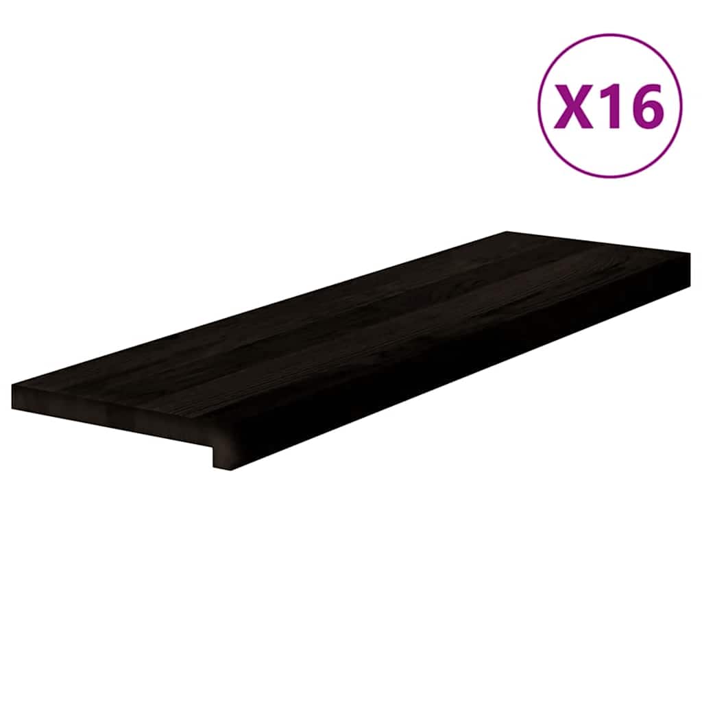vidaXL Stair Treads 16 pcs Brown Black 90x25x2 cm Solid Wood Oak 2