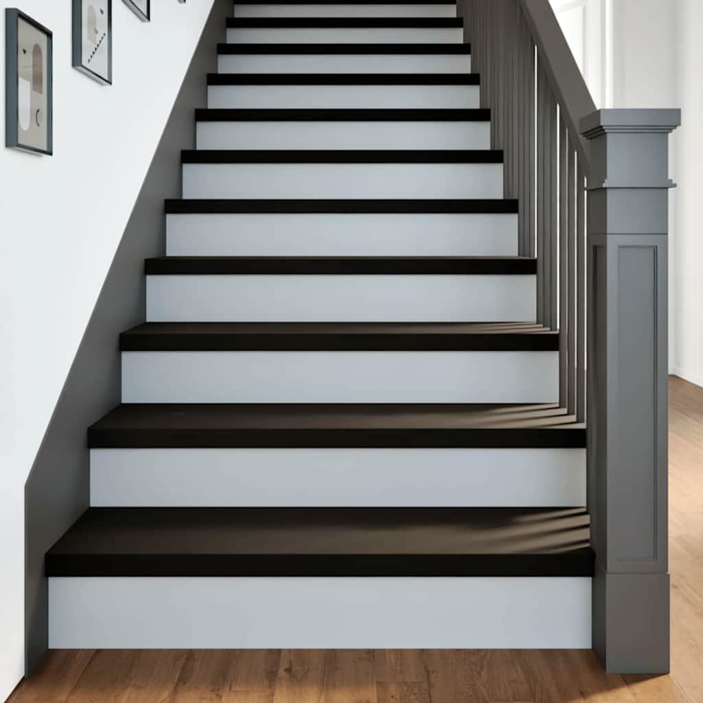 vidaXL Stair Treads 16 pcs Brown Black 90x25x2 cm Solid Wood Oak 1