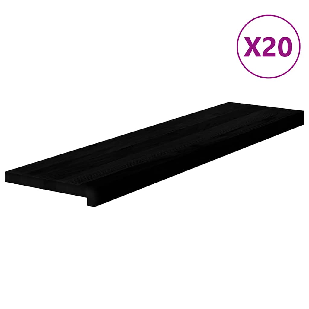 vidaXL Stair Treads 20 pcs Brown Black 100x30x2 cm Solid Wood Oak 2