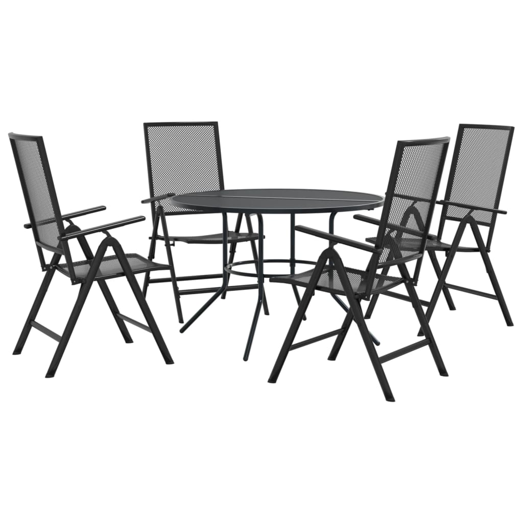 vidaXL Reclining Garden Chair Set 5 pcs Anthracite Powder-coated Steel 2