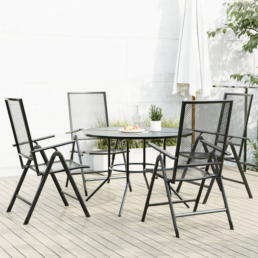 vidaXL Reclining Garden Chair Set 5 pcs Anthracite Powder-coated Steel 1