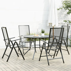 vidaXL Reclining Garden Chair Set 5 pcs Anthracite Powder-coated Steel 1