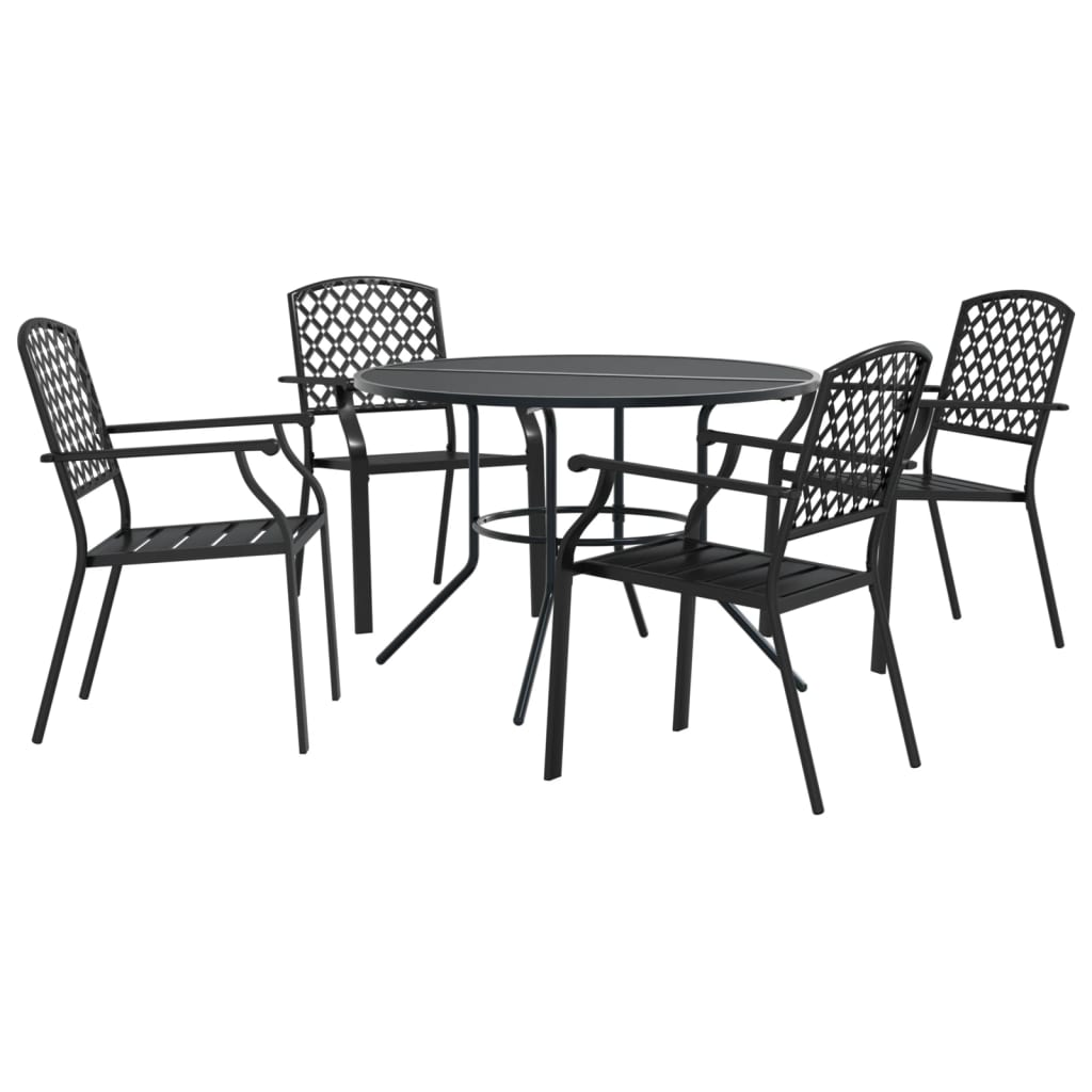 vidaXL Stackable Garden Chair Set 5 pcs Anthracite Powder-coated Steel 2