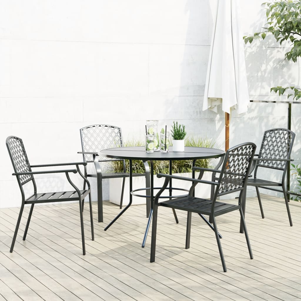 vidaXL Stackable Garden Chair Set 5 pcs Anthracite Powder-coated Steel 1