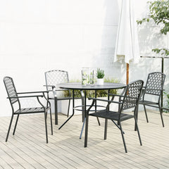 vidaXL Stackable Garden Chair Set 5 pcs Anthracite Powder-coated Steel 1