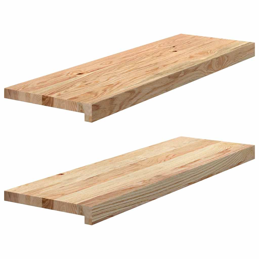 Stair Treads Untreated Solid Wood Oak 2 pcs Natural