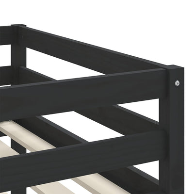 Kids' Loft Bed with Curtains White&Black 80x200 cm Solid Wood Pine