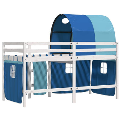 Kids' Loft Bed with Tunnel Blue 80x200 cm Solid Wood Pine