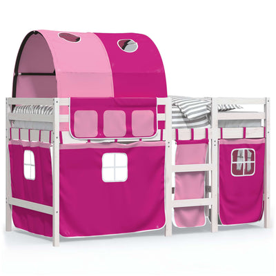 Kids' Loft Bed with Tunnel Pink 90x200 cm Solid Wood Pine