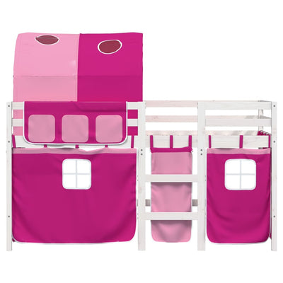 Kids' Loft Bed with Tunnel Pink 90x200 cm Solid Wood Pine