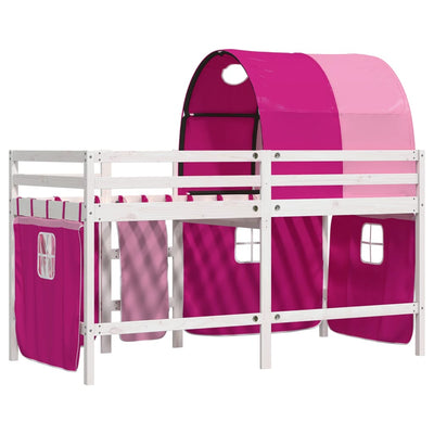 Kids' Loft Bed with Tunnel Pink 90x200 cm Solid Wood Pine