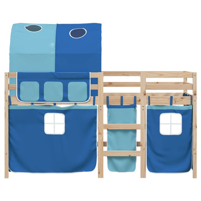 Kids' Loft Bed with Tunnel Blue 90x190 cm Solid Wood Pine