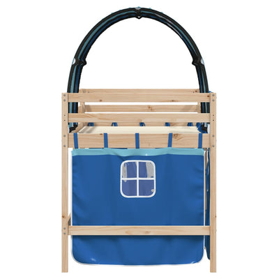 Kids' Loft Bed with Tunnel Blue 90x190 cm Solid Wood Pine