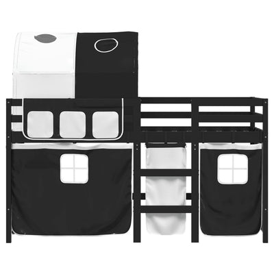 Kids' Loft Bed with Tunnel White&Black 90x190 cm Solid Wood Pine