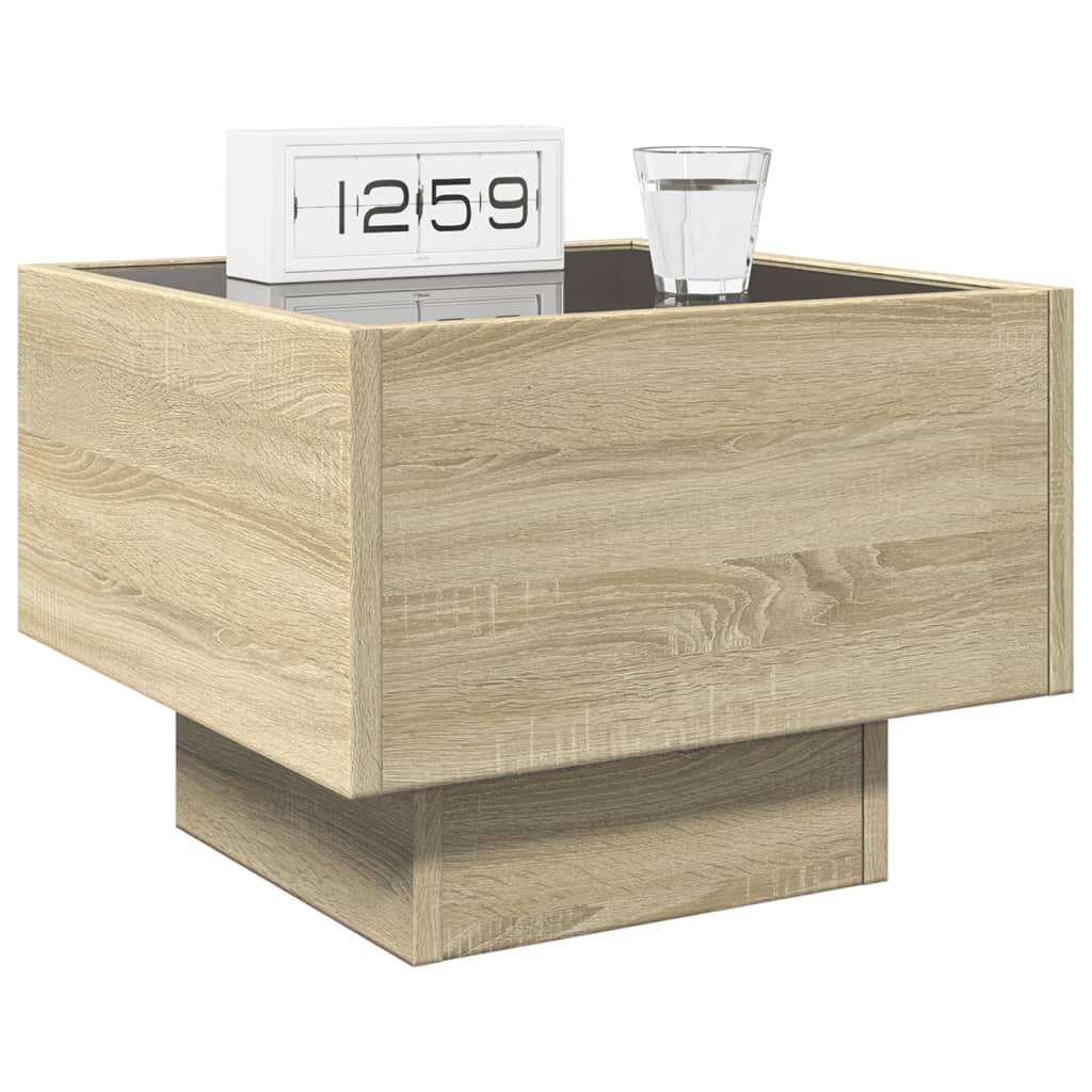 vidaXL Bedside Table with Infinity LED Sonoma Oak 40x40x30 cm 5