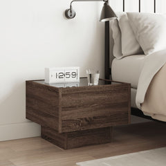vidaXL Bedside Table with Infinity LED Brown Oak 40x40x30 cm 4