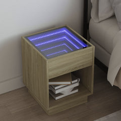 vidaXL Bedside Table with Infinity LED