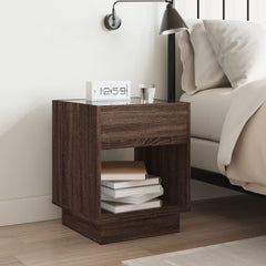 vidaXL Bedside Table with Infinity LED Brown Oak 40x40x50 cm 4