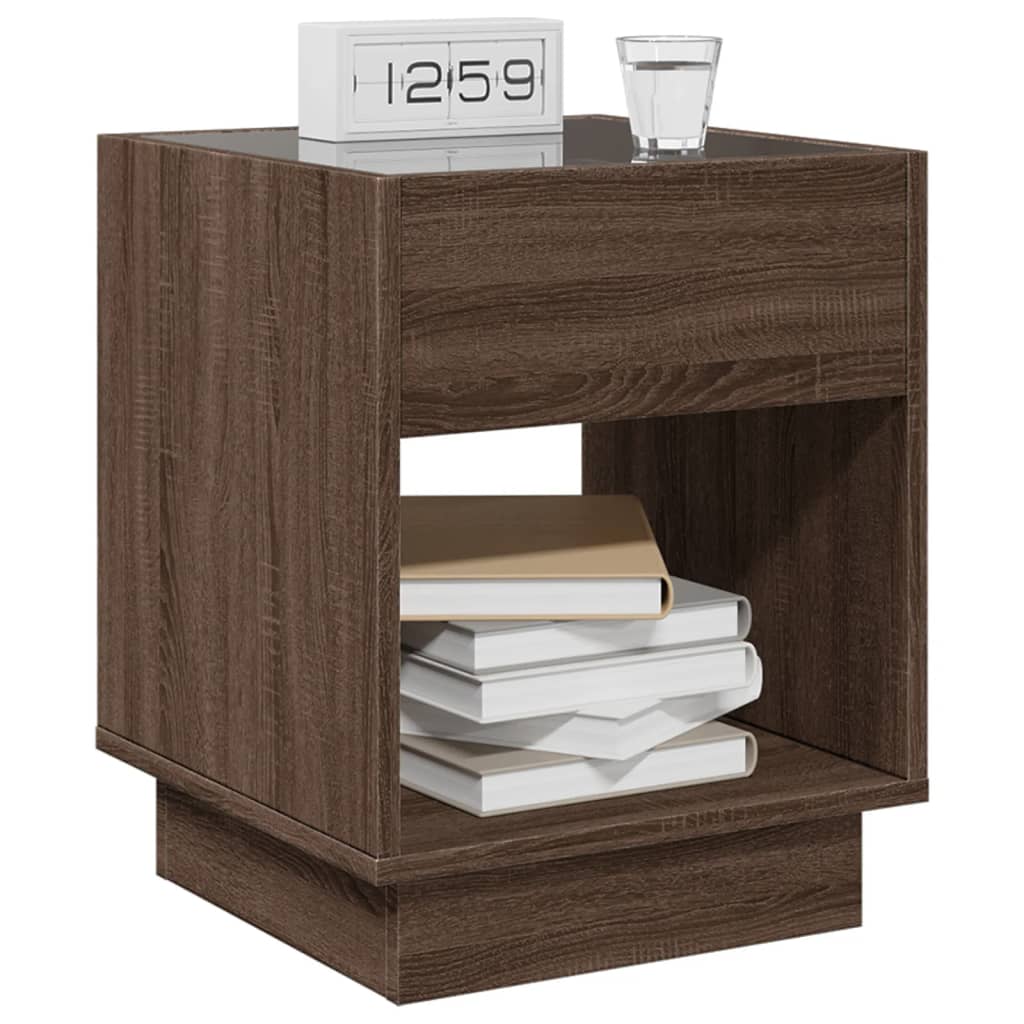 vidaXL Bedside Table with Infinity LED Brown Oak 40x40x50 cm 5