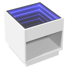 vidaXL Bedside Table with Infinity LED White 50x50x50 cm 3