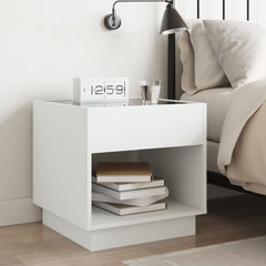 vidaXL Bedside Table with Infinity LED White 50x50x50 cm 4