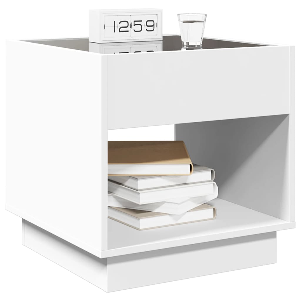 vidaXL Bedside Table with Infinity LED White 50x50x50 cm 5