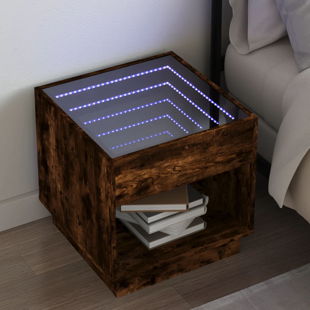 vidaXL Bedside Table with Infinity LED